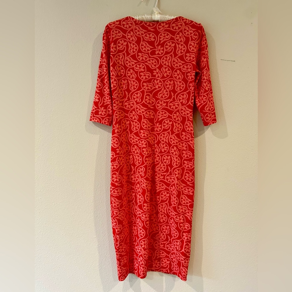 Diane Von Furstenberg Red Sheath Dress 3/4 Sleeve